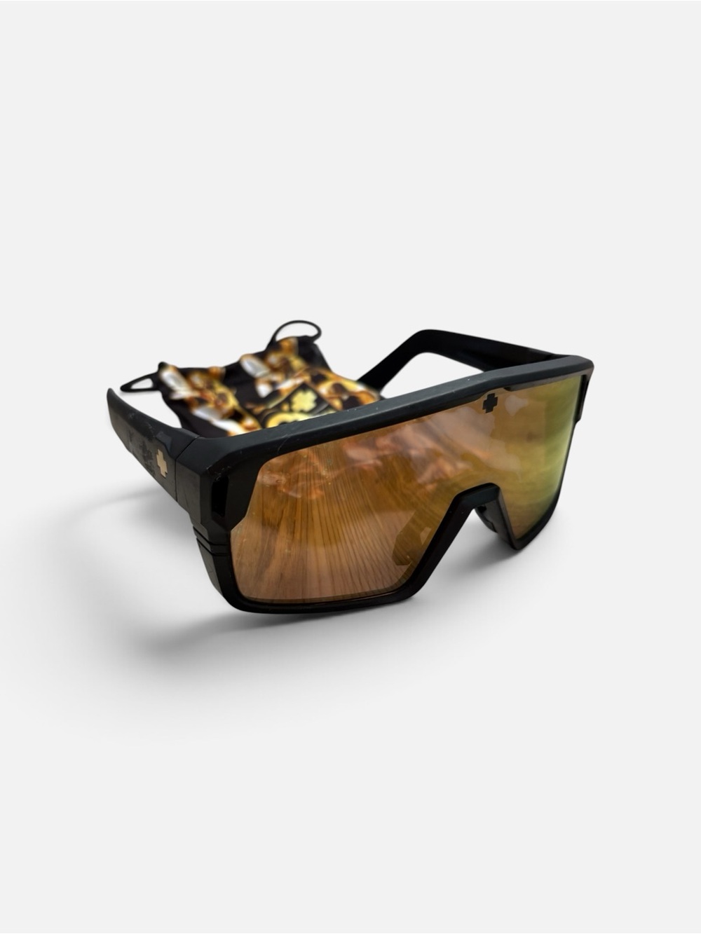 SPY Black Sunglasses with Amber-Gold Mirror Lens